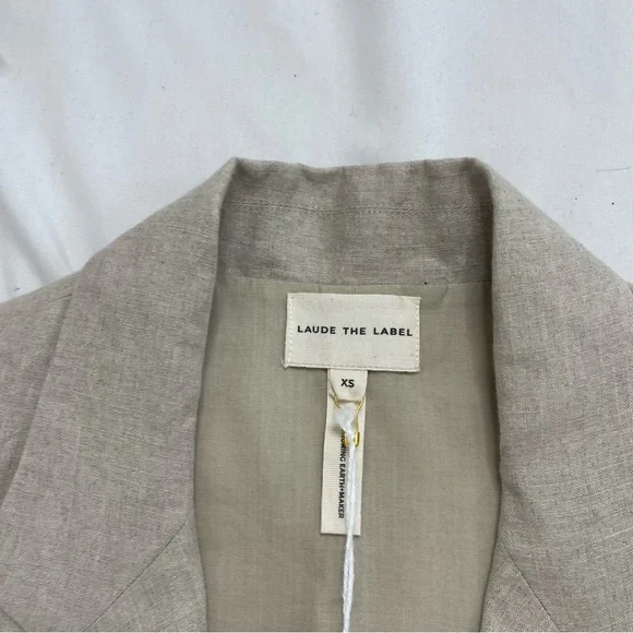 Laude The Label Linen Beige Tan Neutral Oversized Relaxed Blazer Jacket Size XS